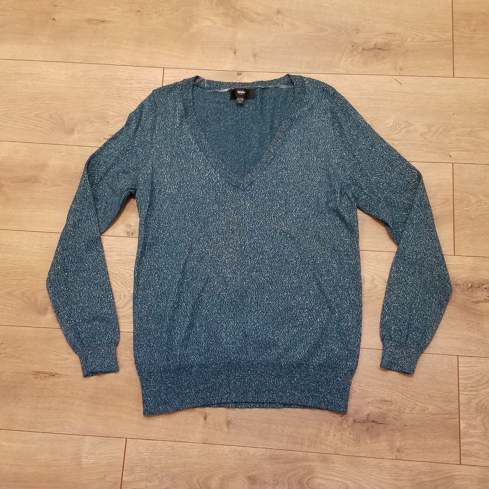 Mossimo V Neck Sweater Teal & Gold Flecked {XXL}